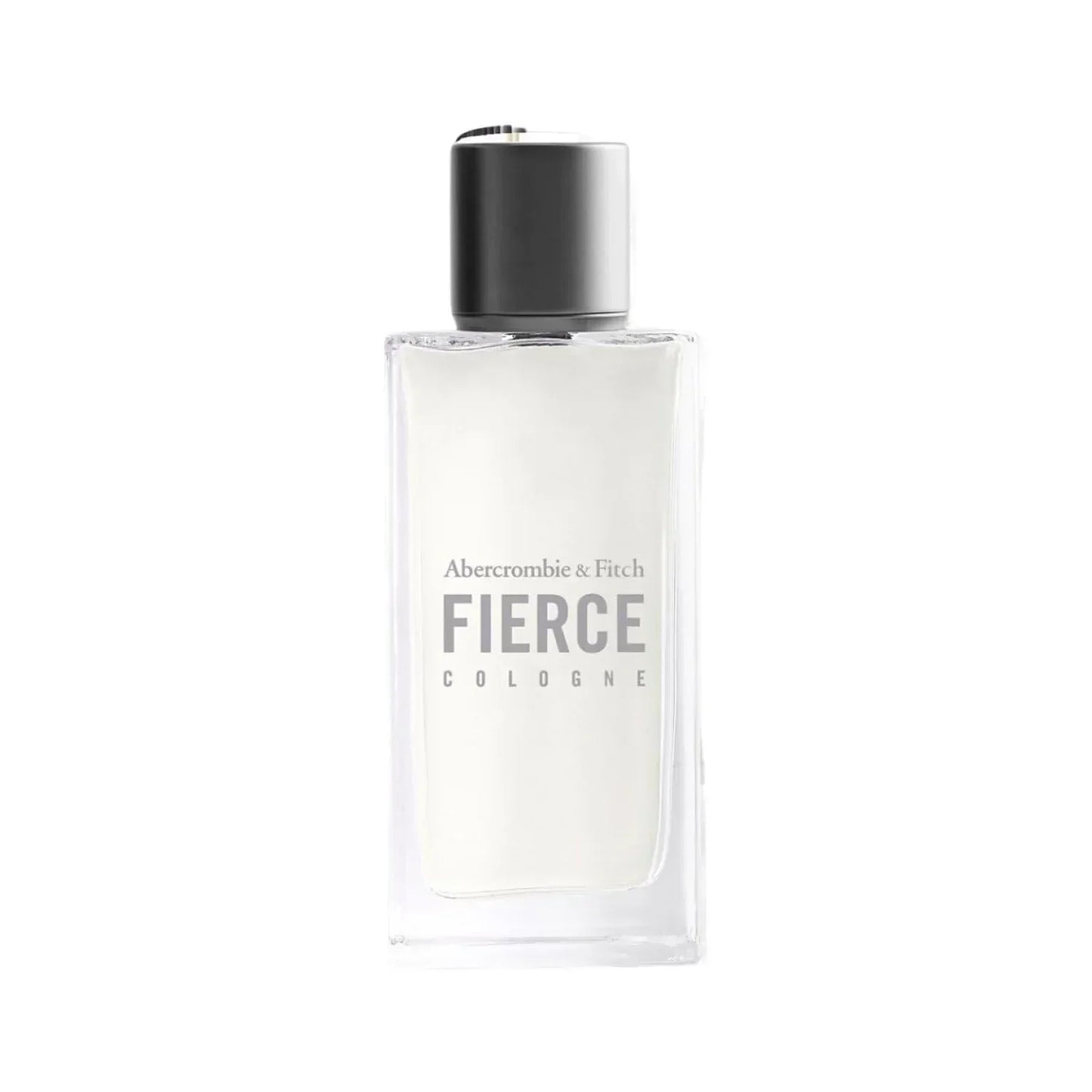 Abercrombie & Fitch Fierce Cologne fragrance bottle with black cap on white background