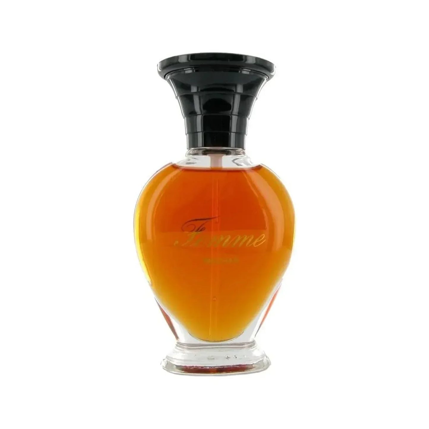 Femme Rochas Eau de Parfum 100ml fragrance bottle with amber liquid and black cap