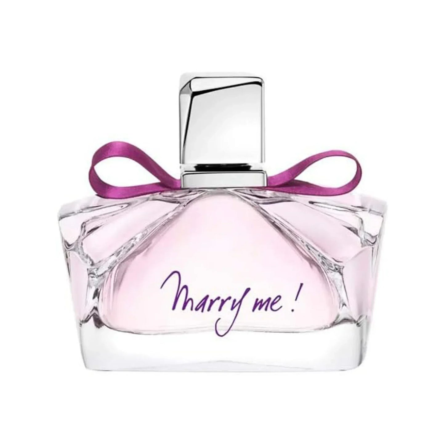 Marry Me! Eau de Parfum 80ml fragrance bottle with pink ribbon and silver cap