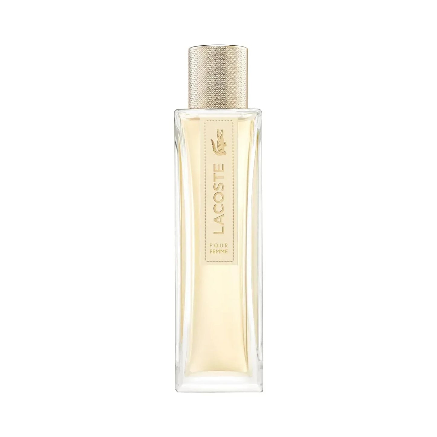 Lacoste Pour Femme Eau de Parfum 90ml fragrance bottle with gold cap