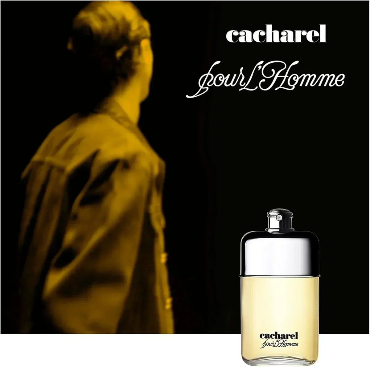 Cacharel Pour L'Homme Eau de Toilette 100ml fragrance bottle with campaign imagery