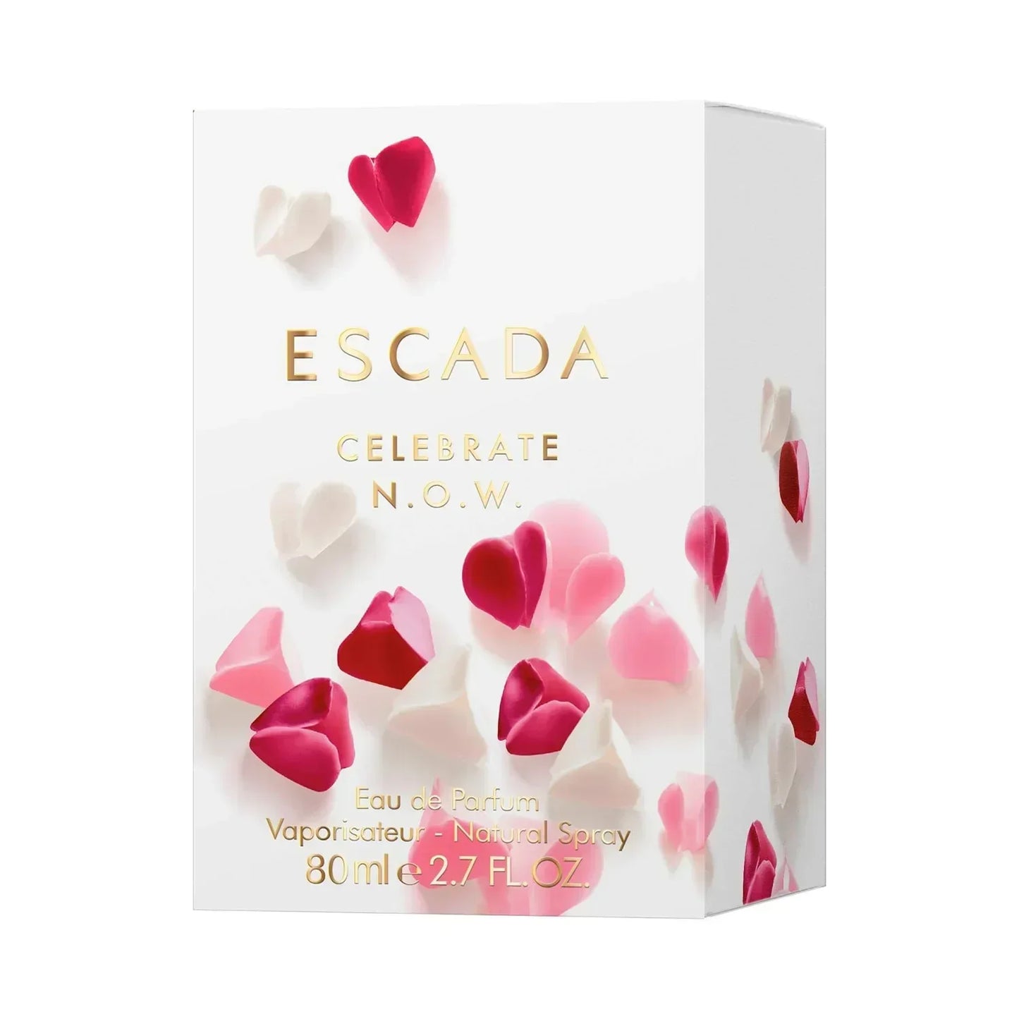 Escada Celebrate N.O.W. Eau de Parfum 80ml retail box with rose petals