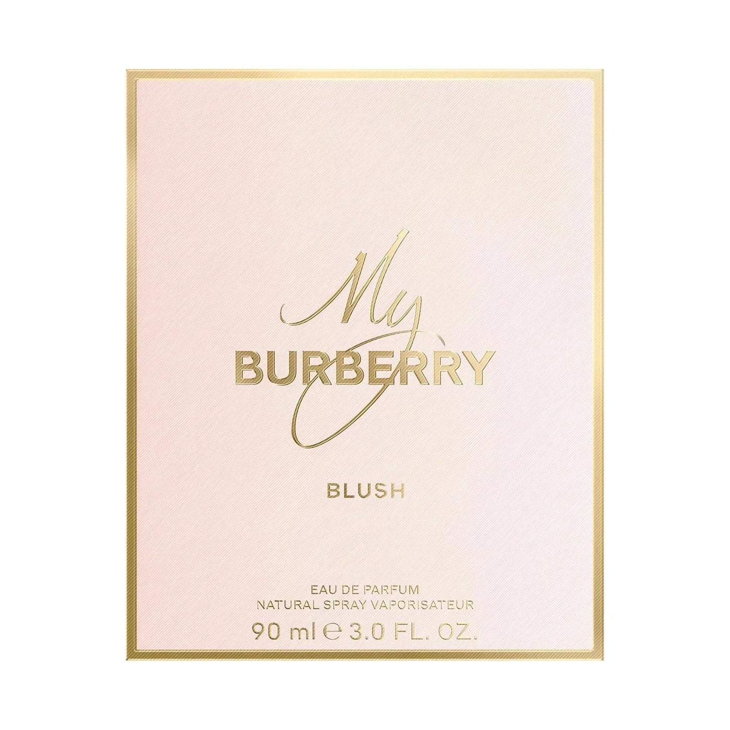 Burberry My Blush Eau de Parfum 90ml retail box with gold text on pale pink background