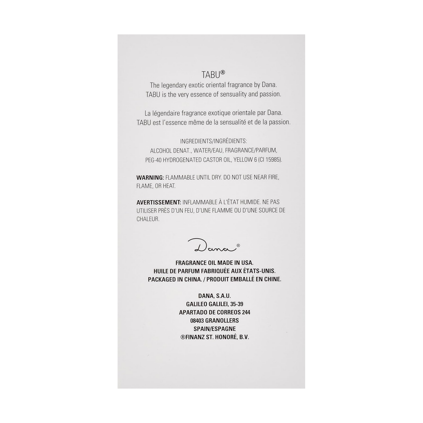 Dana Tabu Eau de Cologne 100ml