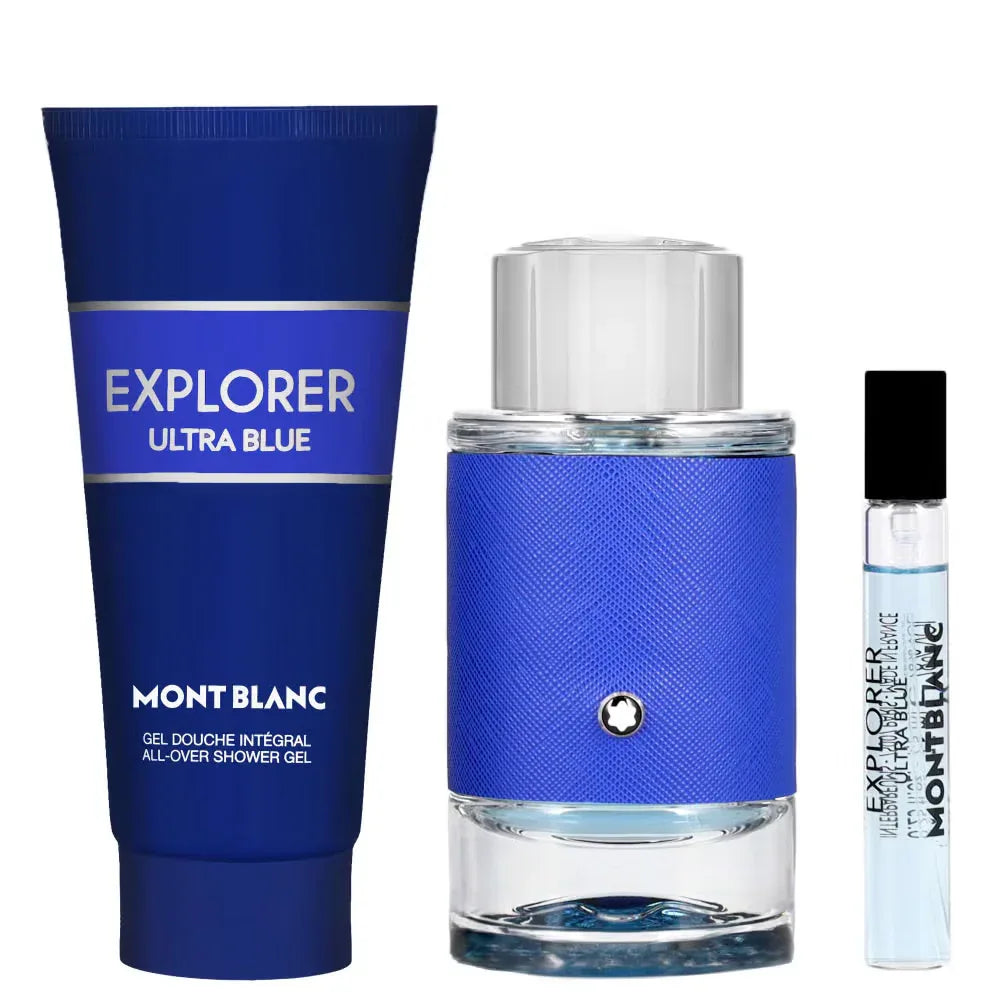 Montblanc Explorer Ultra Blue 100ml EDP Spray 75ml Deodorant Stick 7.5ml EDP Spray Gift Set - Perfumoi