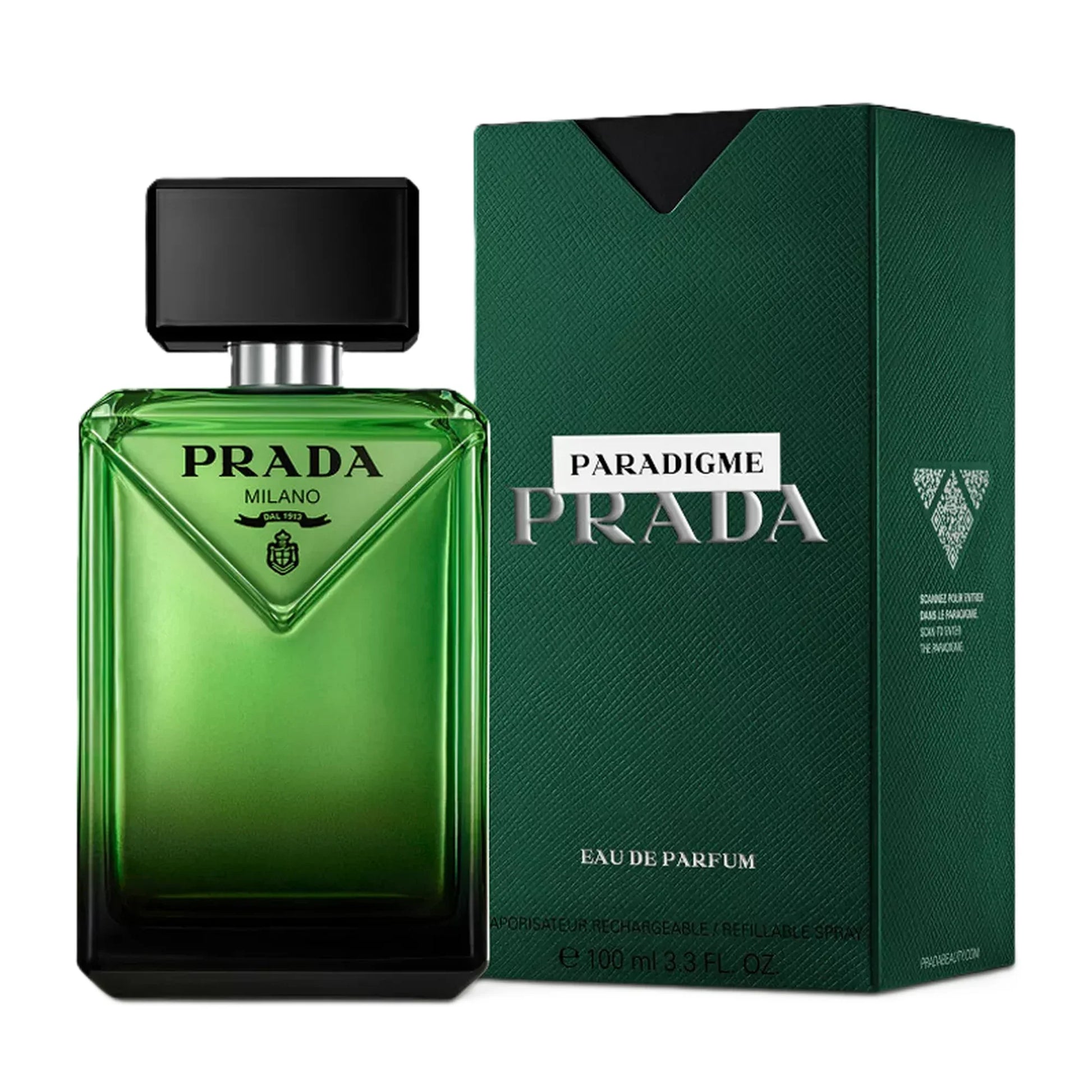 Prada Paradigme Eau de Parfum 100ml bottle with retail box