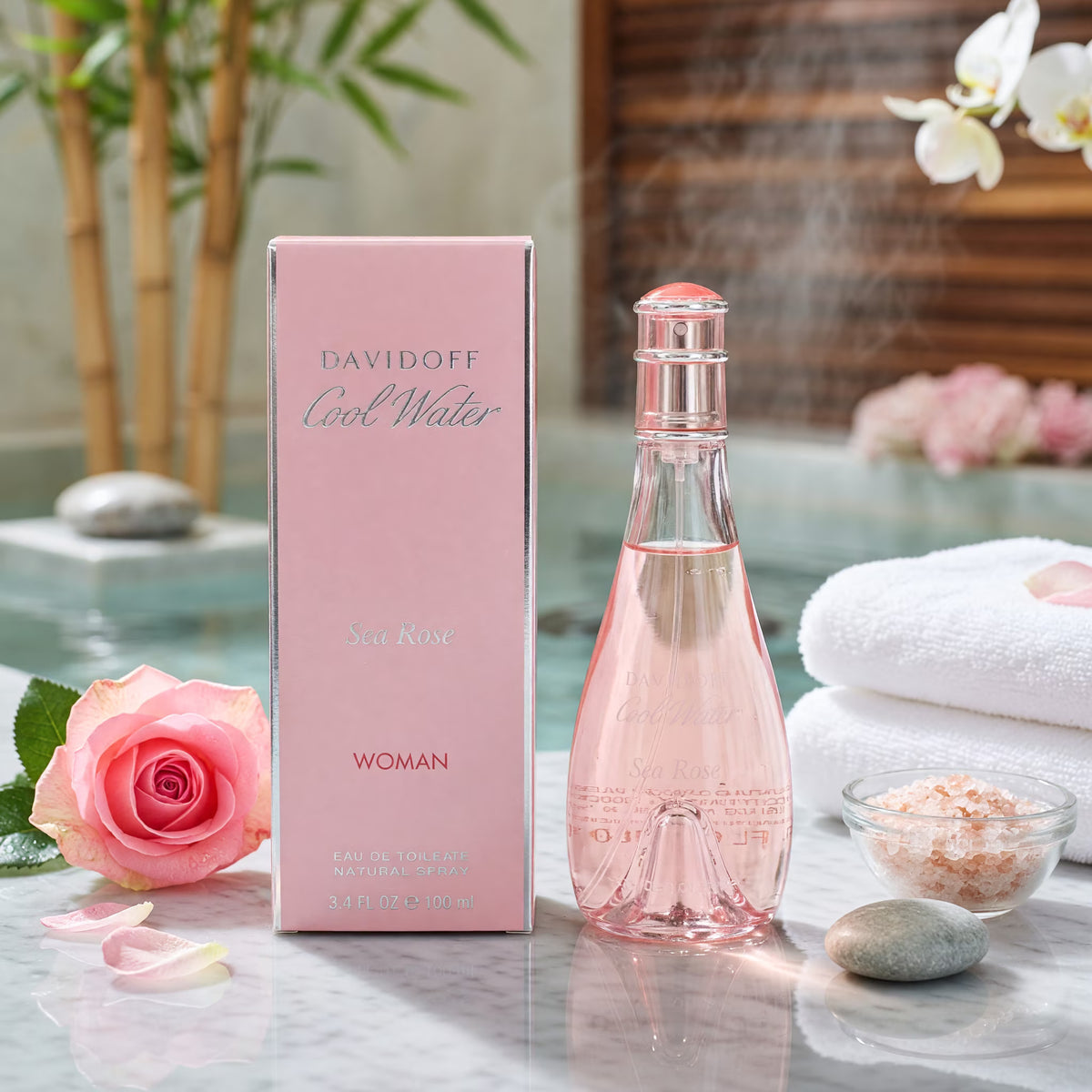 Davidoff Cool Water Sea Rose Eau de Toilette bottle with retail box 100ml
