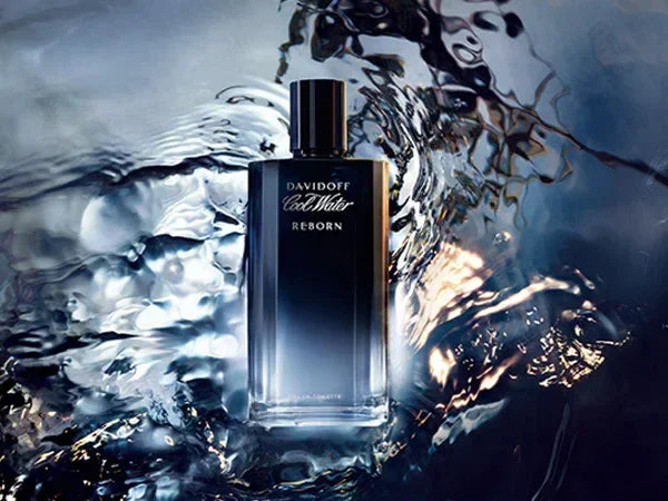 Davidoff Cool Water Reborn Eau de Toilette 100ml fragrance bottle with water splash background