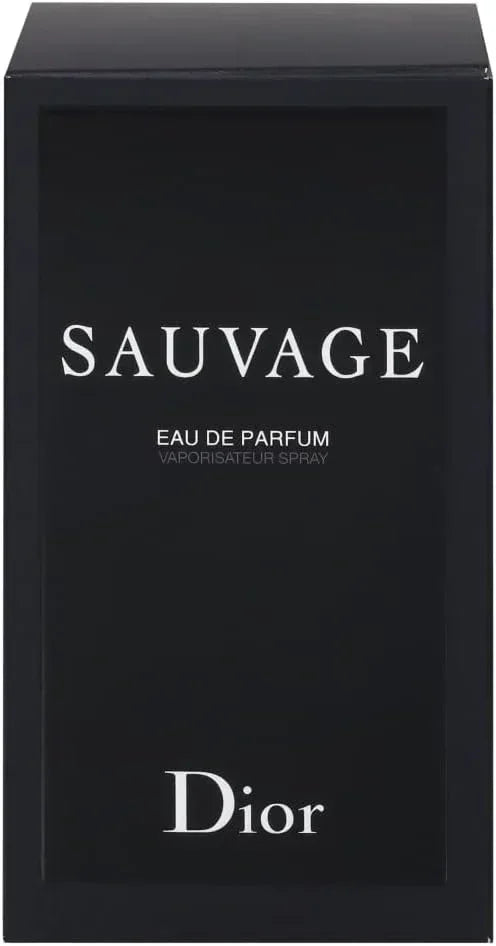 Dior Sauvage Eau de Parfum 100ml retail box with minimalist black design