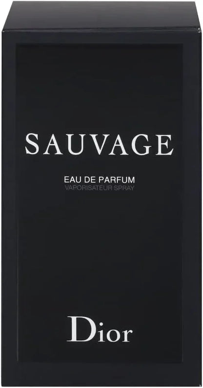 Dior Sauvage Eau de Parfum 100ml retail box with minimalist black design
