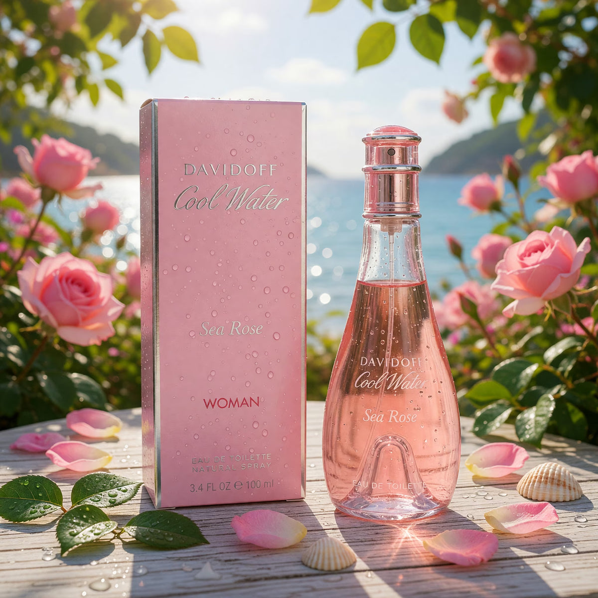Davidoff Cool Water Sea Rose Eau de Toilette bottle with retail box 100ml