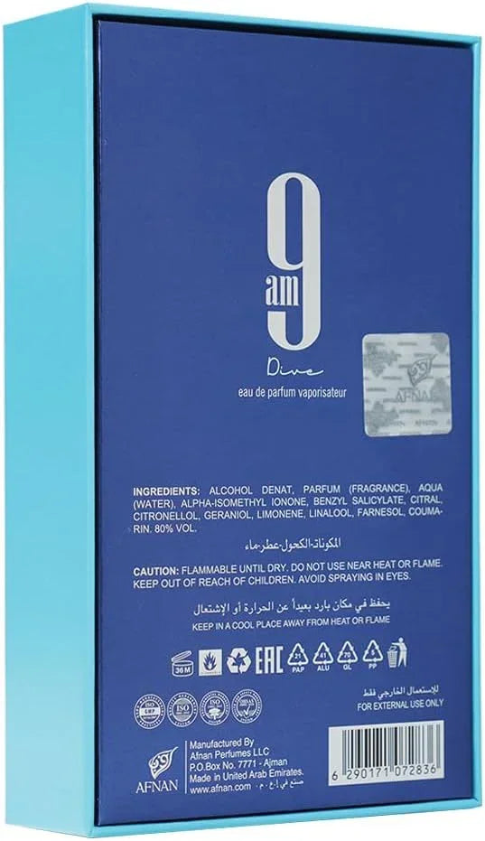 AFNAN 9AM Dive eau de parfum vaporisateur 100ml retail box