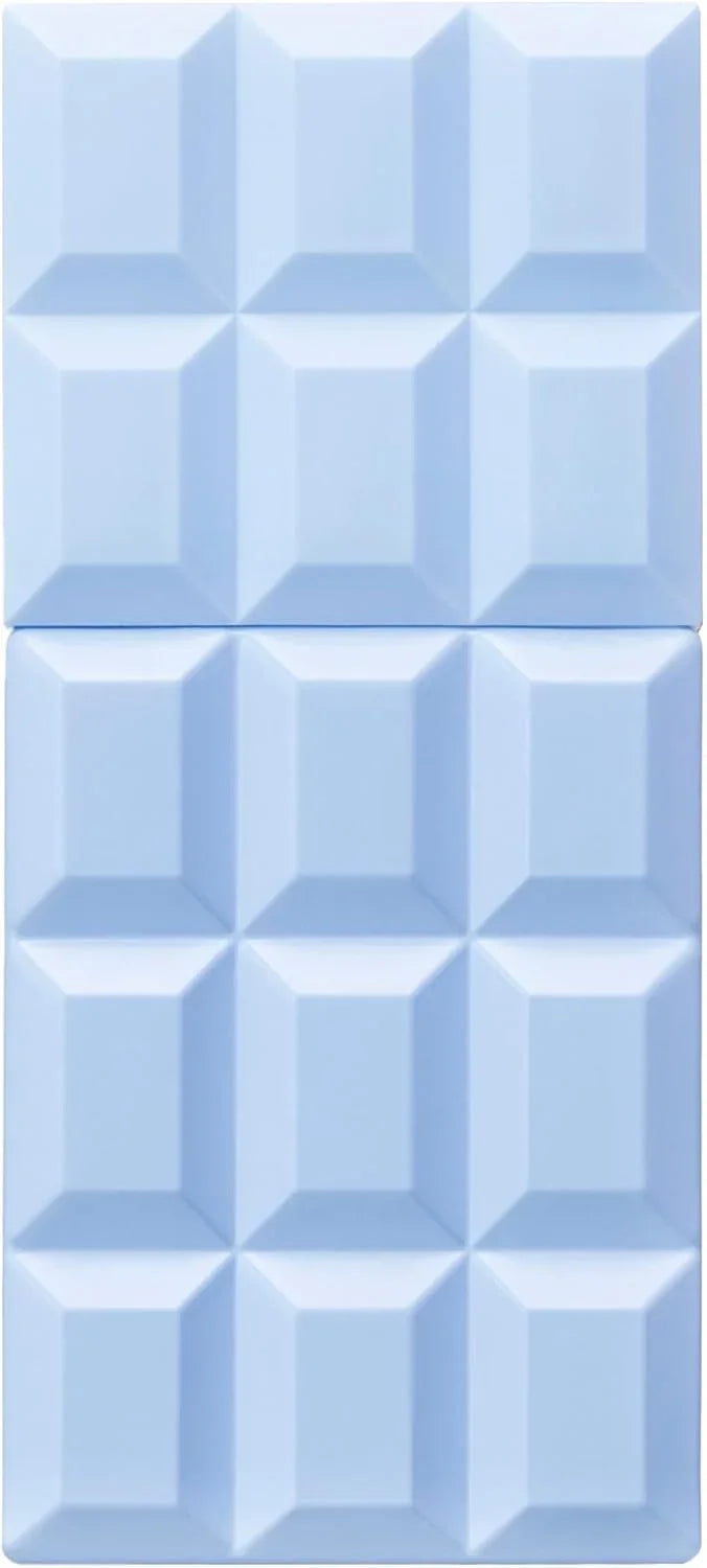 A light blue 3D textured panel with a segmented, geometric block pattern resembling a chocolate bar.