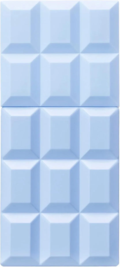 A light blue 3D textured panel with a segmented, geometric block pattern resembling a chocolate bar.
