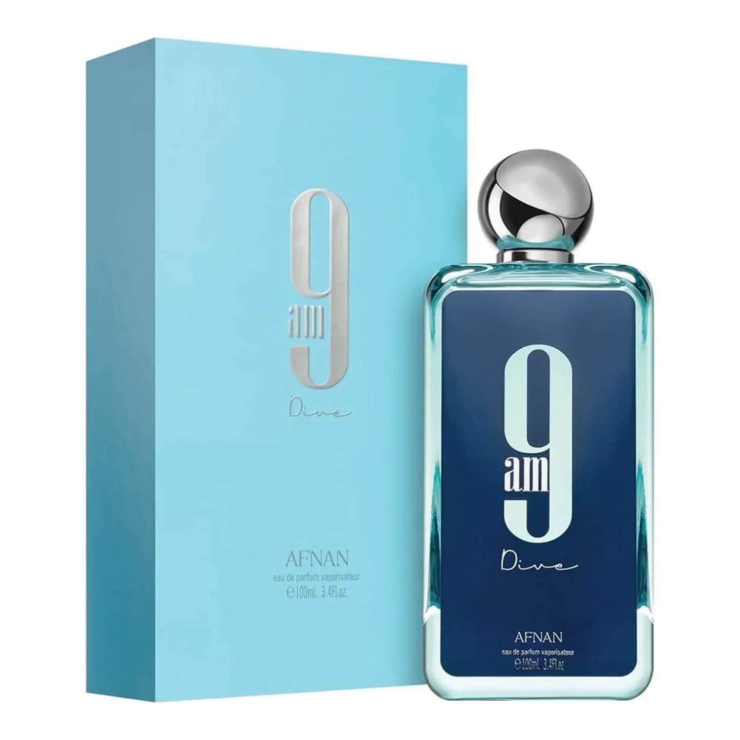 AFNAN 9 AM Dive eau de parfum 100ml bottle with retail box
