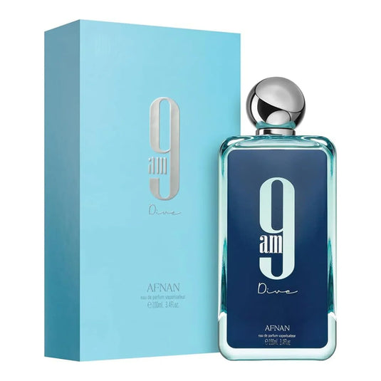 AFNAN 9 AM Dive eau de parfum 100ml bottle with retail box
