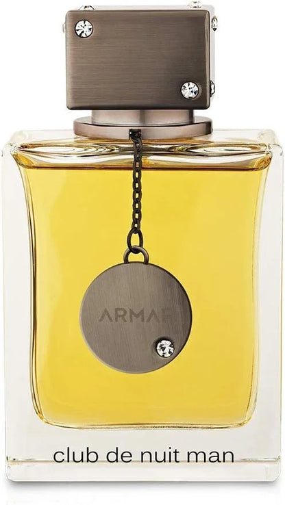 Perfume bottle labeled 'Armaf Club de Nuit Man' on a white background