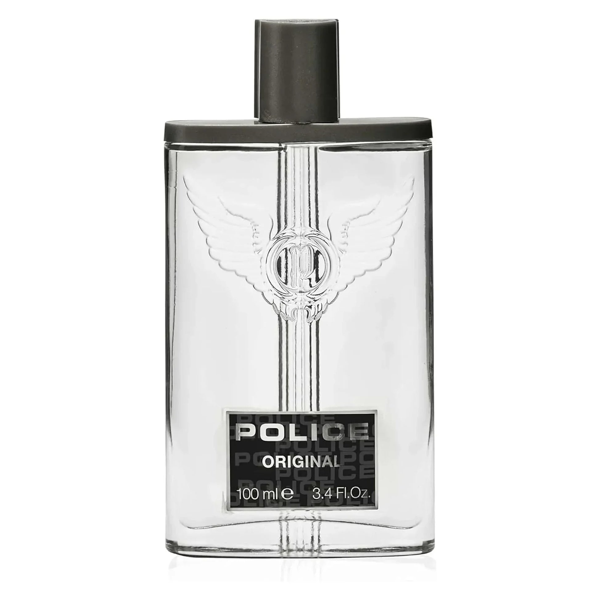 Police Original Eau de Toilette 100ml fragrance bottle with winged emblem and black cap