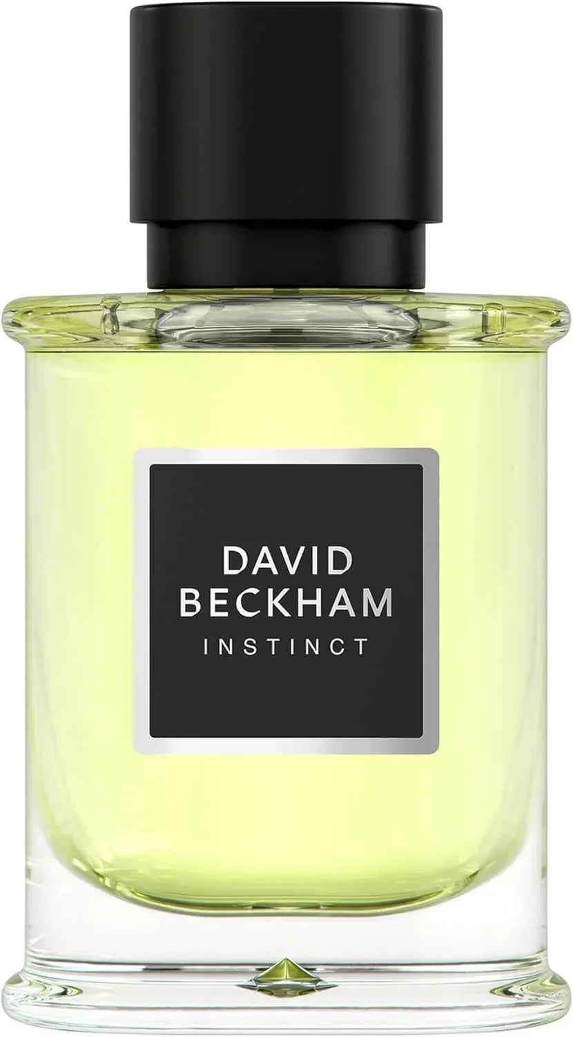 David Beckham Instinct Eau de Toilette 100ml fragrance bottle with black cap and pale yellow liquid