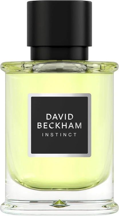David Beckham Instinct Eau de Toilette 100ml fragrance bottle with black cap and pale yellow liquid