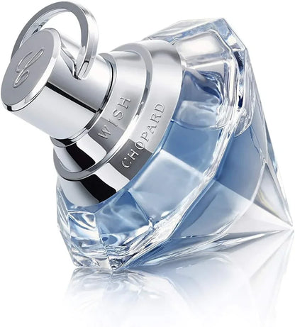 Chopard Wish Eau de Parfum 50ml fragrance bottle with diamond-cut design and silver cap