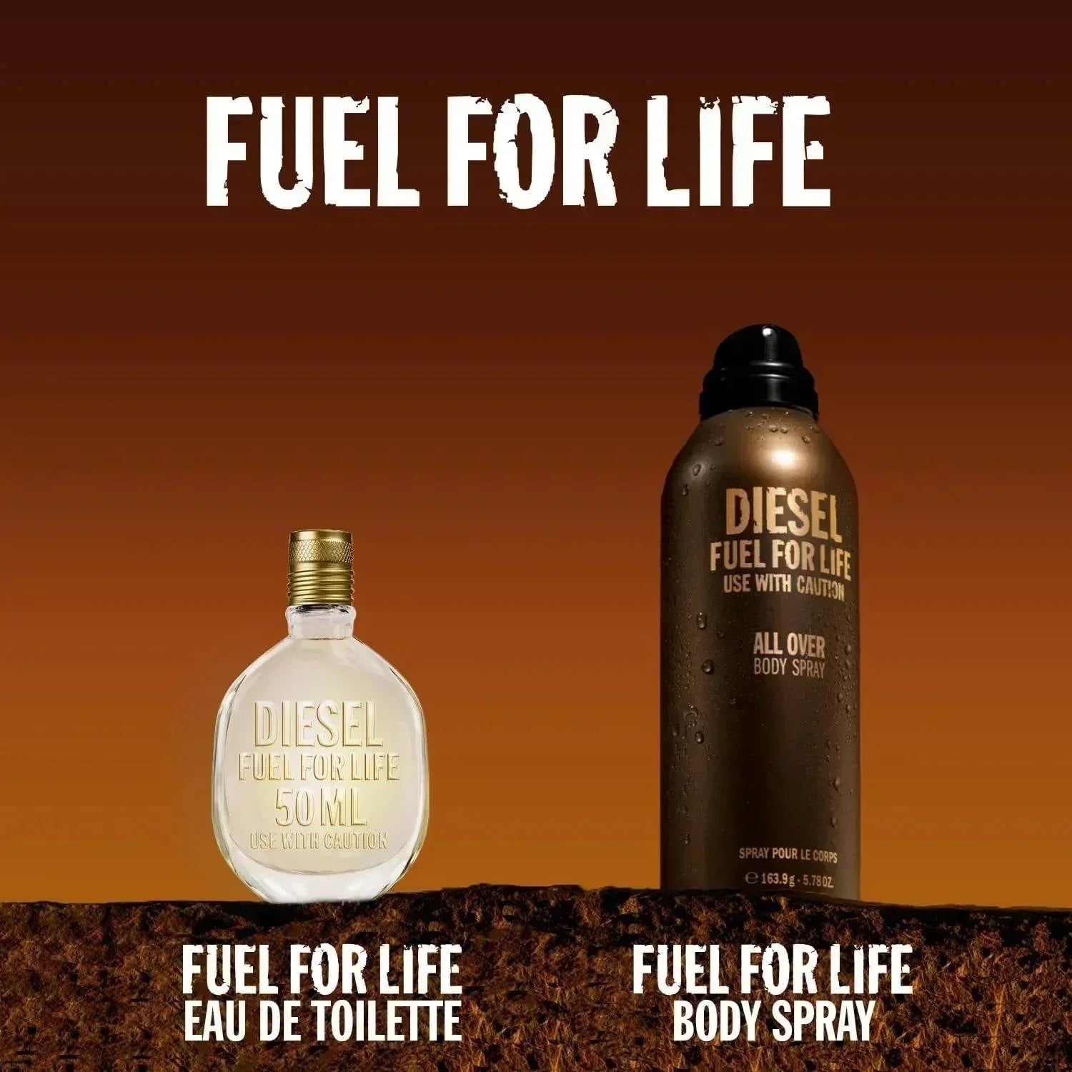 Diesel Fuel for Life Eau de Toilette and body spray bottle