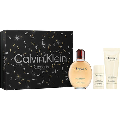 Calvin Klein For Her Obsession gift set bottle, deodorant stick, aftershave balm with retail box