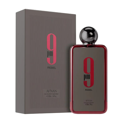 Afnan 9 PM Rebel eau de parfum 100ml bottle with retail box