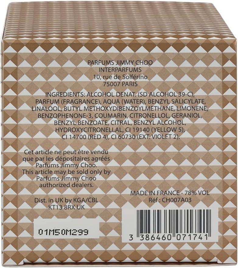 Parfums Jimmy Choo Interparfums retail box with ingredients and barcode details visible 100ml