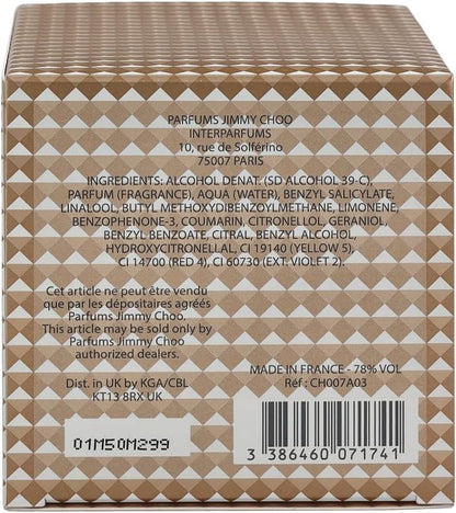 Parfums Jimmy Choo Interparfums retail box with ingredients and barcode details visible 100ml