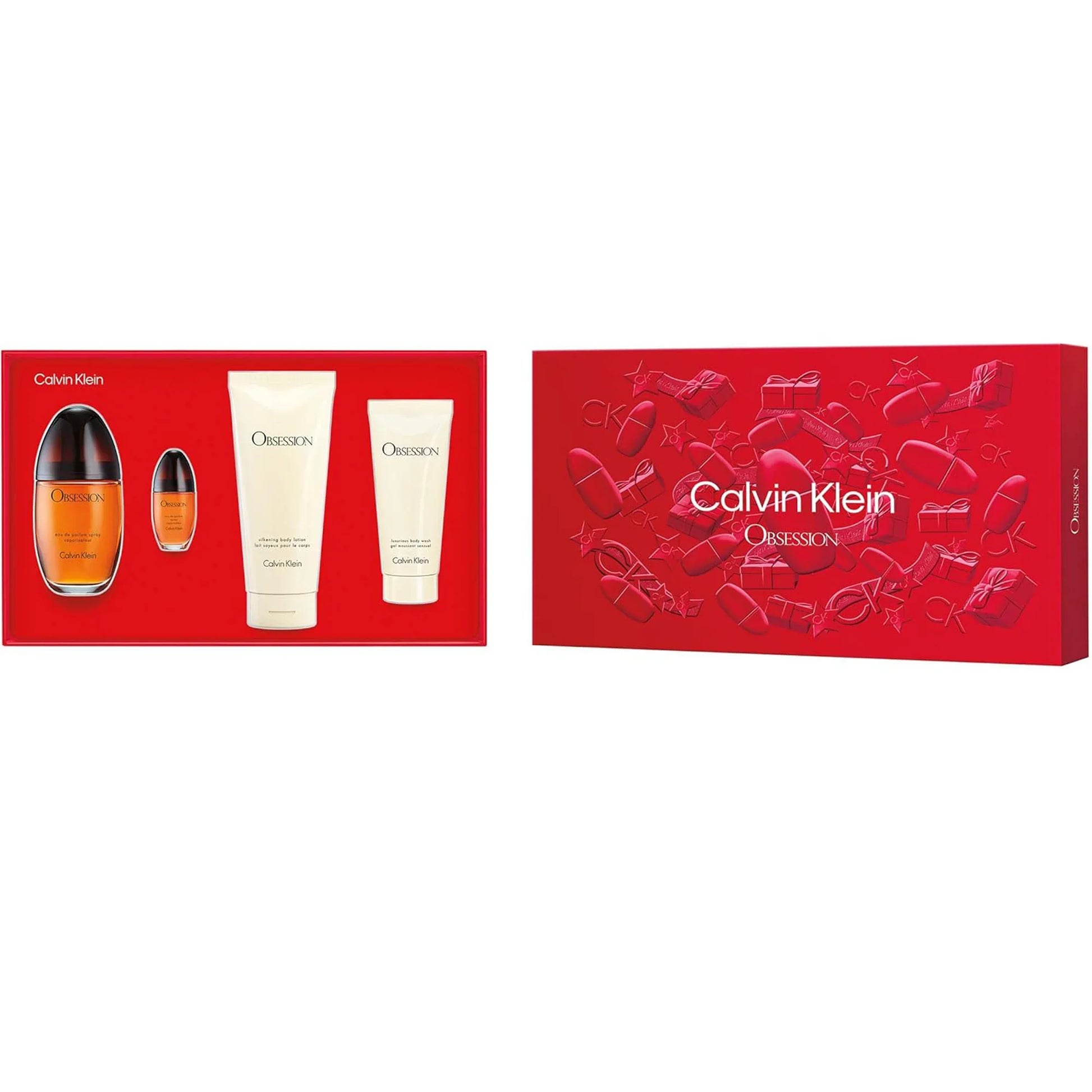 Calvin Klein Obsession eau de parfum spray with body lotion and wash in red gift set box