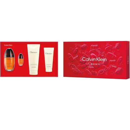 Calvin Klein Obsession eau de parfum spray with body lotion and wash in red gift set box