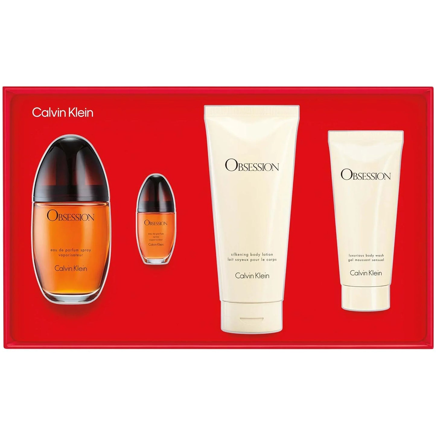 Calvin Klein Obsession eau de parfum spray and body care set in red gift box
