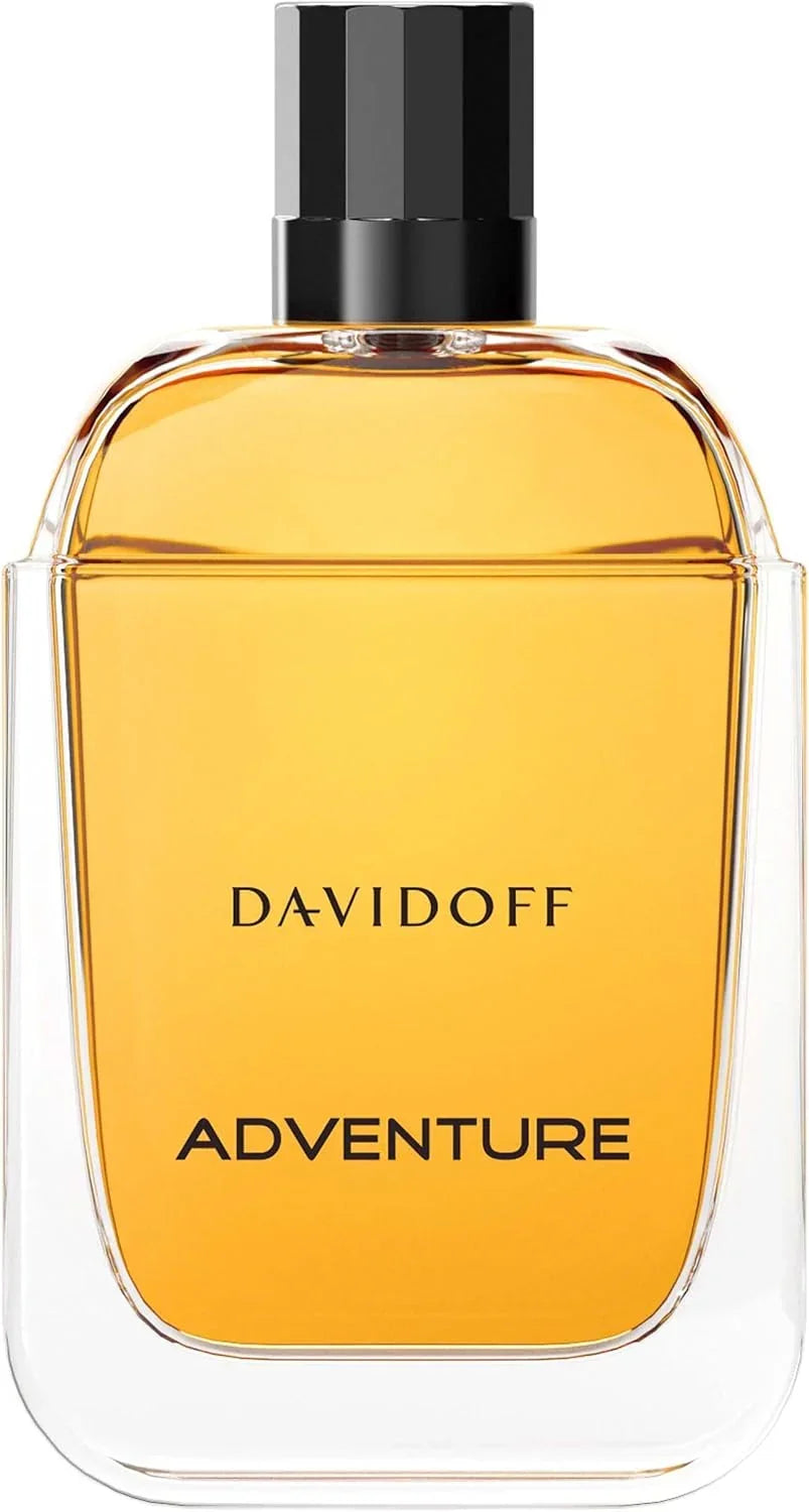 Davidoff Adventure Eau de Toilette 100ml fragrance bottle with amber liquid and black cap