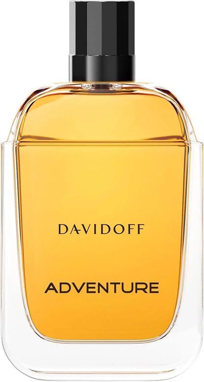Davidoff Adventure Eau de Toilette 100ml fragrance bottle with amber liquid and black cap