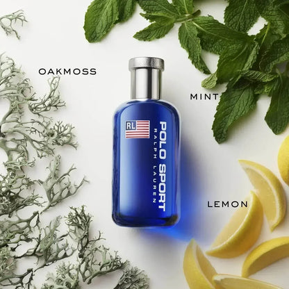 Ralph Lauren Polo Sport Eau de Toilette 100ml fragrance bottle with mint, lemon, oakmoss