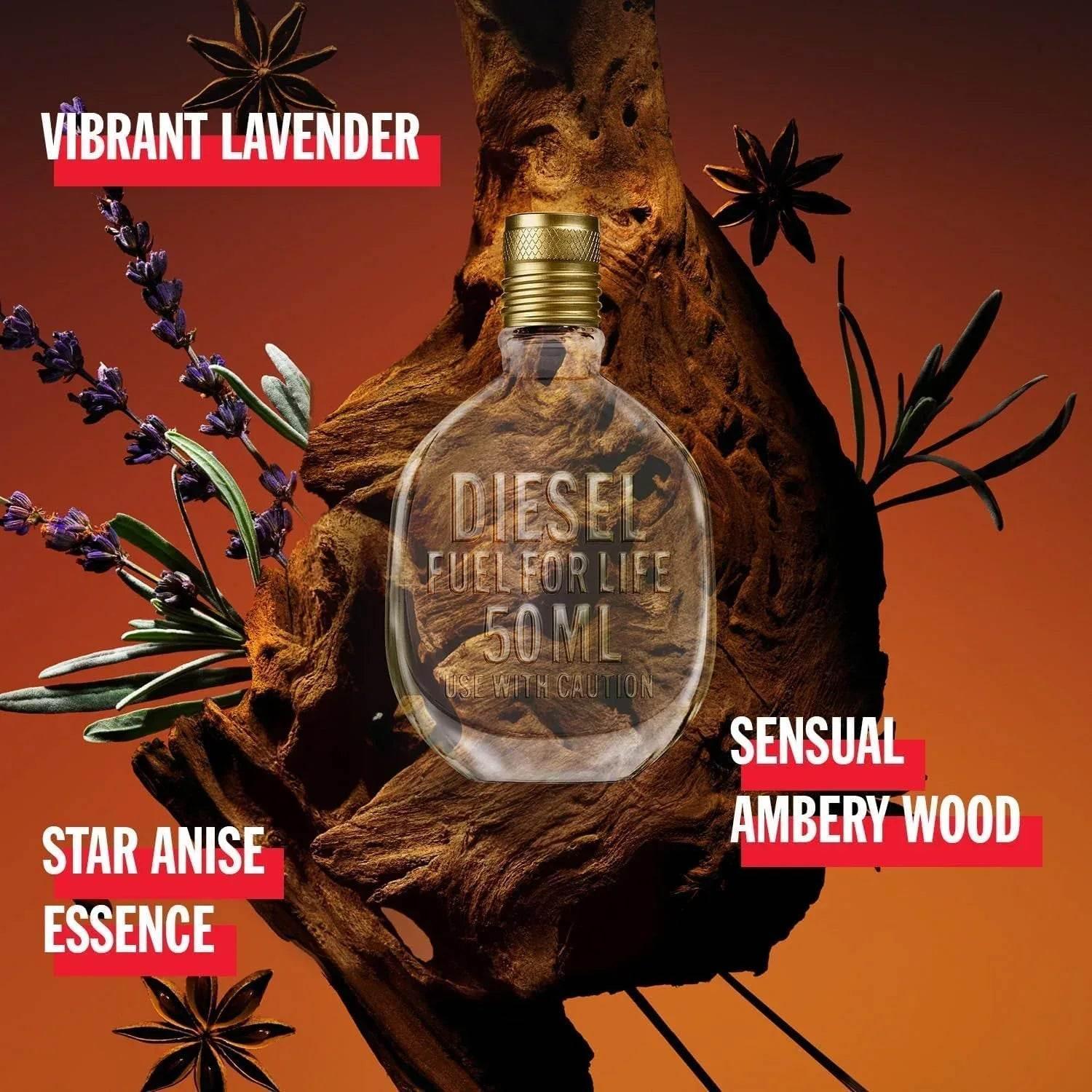 Diesel Fuel for Life 50ml fragrance bottle with lavender and star anise accents