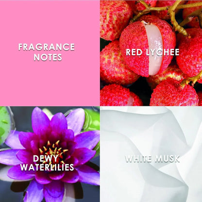 Fragrance notes: red lychee, dewy waterlilies, white musk