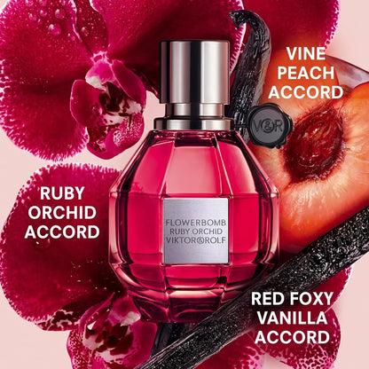 Viktor&Rolf Flowerbomb Ruby Orchid Eau de Parfum 50ml fragrance bottle with orchid and vanilla visuals