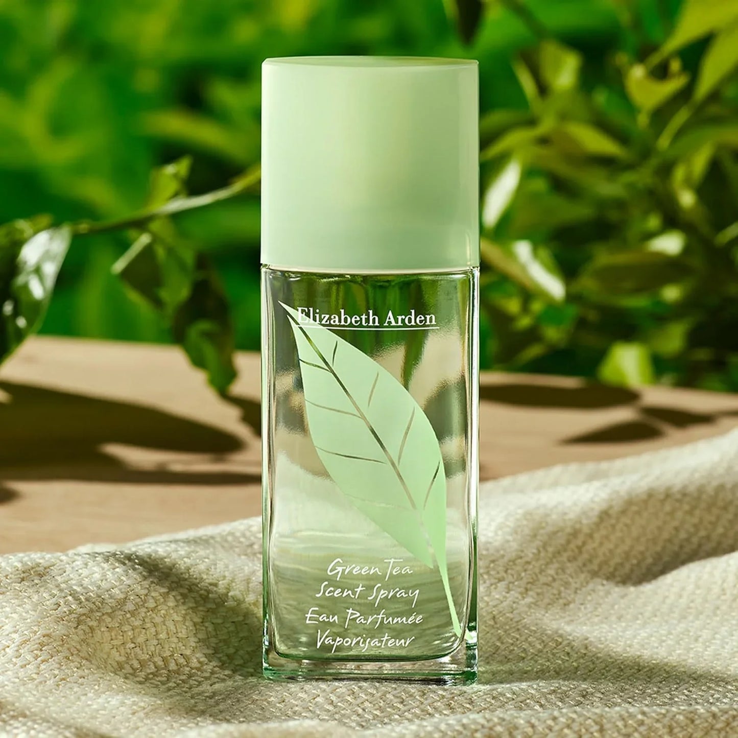Elizabeth Arden Green Tea perfume bottle on a natural background