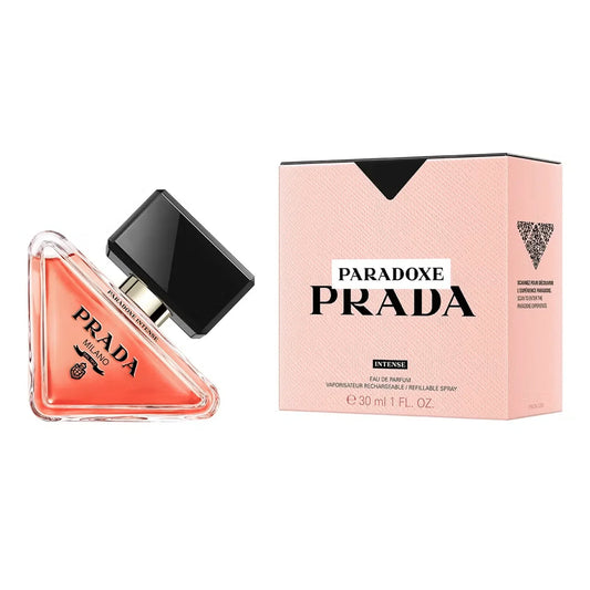 Prada Paradoxe Intense Eau de Parfum 30ml bottle and pink box, luxury designer fragrance