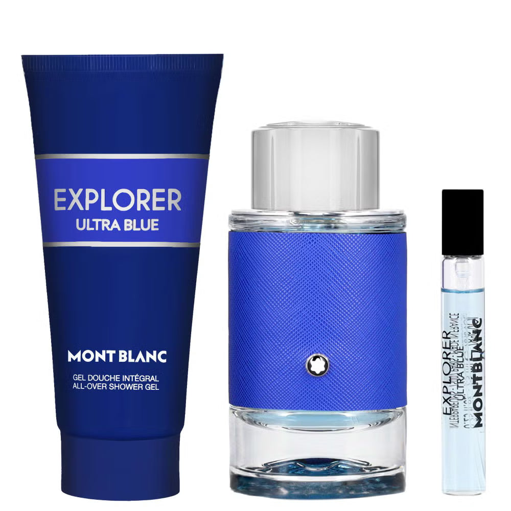 Montblanc Explorer Ultra Blue 100ml EDP Spray  75ml Deodorant Stick  7.5ml EDP Spray Gift Set