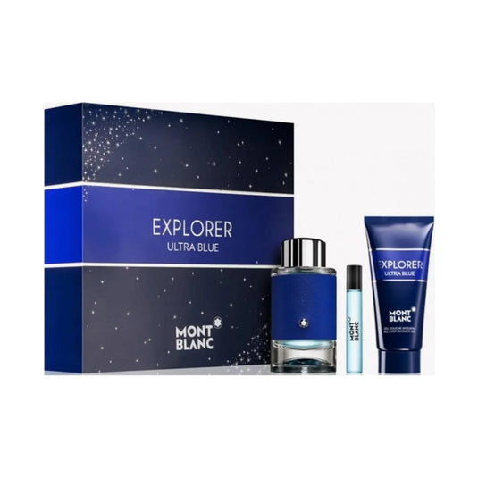 Montblanc Explorer Ultra Blue 100ml EDP Spray 75ml Deodorant Stick 7.5ml EDP Spray Gift Set-Perfumoi